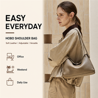 Sacs à bandoulière en cuir pleine fleur personnalisés avec logo pour femme, sacs à main de luxe vintage en forme de croissant, marque privée