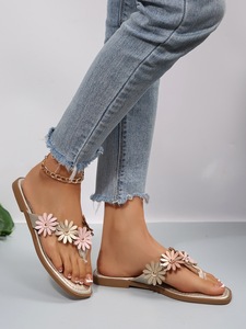 Ladies Casual <b>Beach</b> Flip Flops Daisy Flower Decor Flat <b>Thong</b> Sandals Summer Outdoor Walking Slippers - Product Image 5