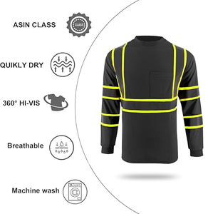 Dri Fit T-shirt de sécurité rose à manches longues pêcheur violet haute visibilité chemises noires pour hommes chemise très visible réflecteur - Product Image 2