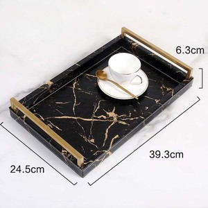 Plateau de service rectangulaire en marbre noir élégant de qualité commerciale, style naturel, hôtel et stations balnéaires, restauration, fournitures de service alimentaire - Product Image 3