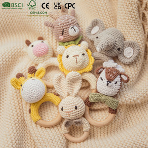 <span class=keywords><strong>Sonaglio</strong></span> per Neonati Fatto a Mano all'Uncinetto, Anello da Dentizione in Legno, Giocattolo <span class=keywords><strong>Sonaglio</strong></span> <span class=keywords><strong>Amigurumi</strong></span> a Forma di Animale, Regalo per Neonati, Giocattoli Sensoriali Montessori - Product Image 1