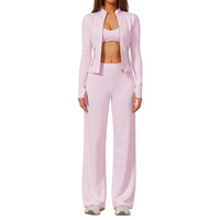 Ensemble de vêtements de sport personnalisés OEM 3 pièces, t-shirt à manches courtes, pantalon large, vêtements de yoga pour femmes, vente en gros, vêtements de sport
