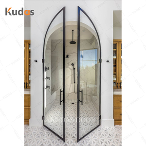 Vente en gros Portes de <span class=keywords><strong>douche</strong></span> à double tour Portes intérieures en aluminium avec arche en verre Portes de salle de bain françaises en arc - Product Image 3