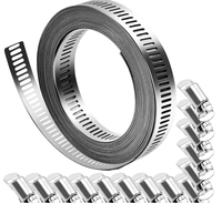 Lot de 12 colliers de serrage réglables en acier inoxydable 304, double tube, 5/8 et 1-1/16 pouces, robustes, OEM, finition zinguée polie