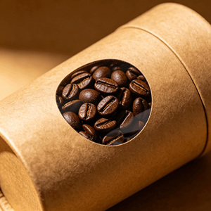 บรรจุภัณฑ์กาแฟทรงกระบอกกระดาษคราฟท์พร้อมหน้าต่าง ดีไซน์ลายดอกไม้ฟอยล์สีทอง รีไซเคิลได้ สำหรับบรรจุเมล็ดกาแฟ ชา ผงมัทฉะ - Product Image 4