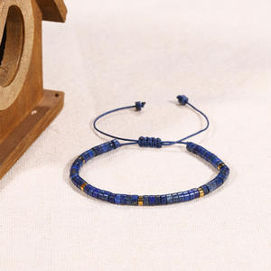 Bracelet à perles d'espacement en <span class=keywords><strong>Lapis</strong></span> <span class=keywords><strong>Lazuli</strong></span> naturel, tissé à la main, style européen et américain, best-seller - Product Image 6
