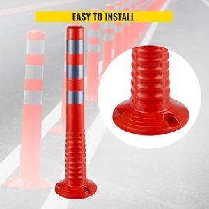 Poste Delimitador de Tráfico Reflectante Naranja de 75 cm (30 Pulgadas) de Plástico PU TPU Flexible para Separación de Carreteras, Venta al por Mayor de Fábrica - Product Image 2