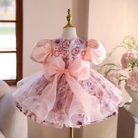 Robe de princesse pour fille, rose, en dentelle, à manches courtes, longue, légère, de luxe, pour mariage