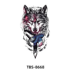 Tatouages temporaires d'animaux pour hommes, femmes, adultes, autocollants de tatouages loup, tigre, rose - Product Image 3