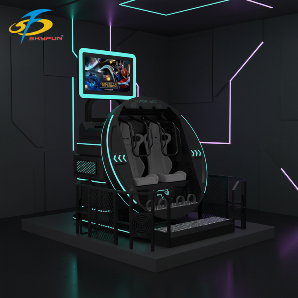 Skyfun One Stop Solution Indoor Metal VR 360 Flight Simulator 2-Player Coin Operated Games Professional Arcade Machine Video