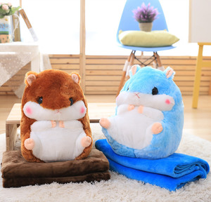 Niedliche Tier weiche 2 in 1 Reise decke und Kissen Set Plüsch Hamster Decke für Kinder Erwachsene Home Decor - Product Image 2