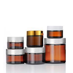 Pot cosmétique vide en verre ambré avec couvercle noir, 1oz, 2oz, 4oz, 120ml, en stock - Product Image 2