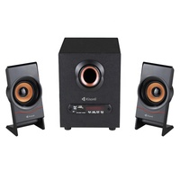 Altavoces estéreo Kisonli C80 de 2.1 canales y 5W con soporte para tarjeta de memoria, pantalla LCD, control remoto, conexión por cable y carcasa de plástico.