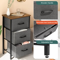 Meuble de rangement personnalisé à tiroirs, table de chevet en tissu non tissé avec cadre métallique, organisateur vertical à trois tiroirs