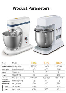 Pétrin multifonctionnel avec bol en acier inoxydable, moteur électrique à 3 vitesses et crochet pétrisseur <span class=keywords><strong>professionnel</strong></span> pour boulangerie - Product Image 3