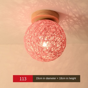 Plafonnier d'entrée de salon en forme de boule rose chaud romantique Design créatif Checkroom lumineux E27 petites lampes de plafond - Product Image 6