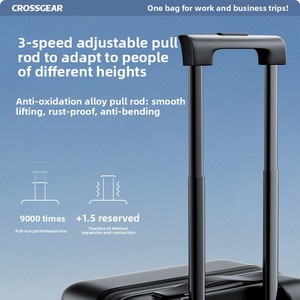 CROSSGEAR in Stock <strong>Large</strong> PC Luggage, Hard Shell <strong>Suitcase</strong> with Aluminum Handle,Cup Holder and Spinner Luggage 20-24-28-inch <strong>Black</strong> - Product Image 6