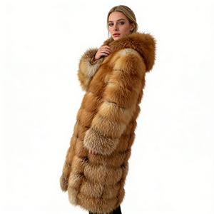 <span class=keywords><strong>Cappotto</strong></span> Lungo da Donna <span class=keywords><strong>in</strong></span> Vera <span class=keywords><strong>Pelliccia</strong></span> di Volpe Rossa, Casual, <span class=keywords><strong>con</strong></span> <span class=keywords><strong>Cappuccio</strong></span> e Traspirante, per l'Inverno - Product Image 3
