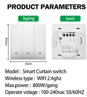Larkkey Tuya Smart PC Interrupteur tactile WiFi 3 voies 10A de haute qualité 86 EU UK avec commande vocale