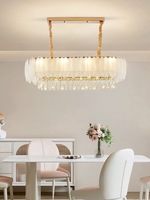 Lustre moderne à 2 niveaux pour salle à manger, abat-jour en verre givré en forme de plume, finition dorée