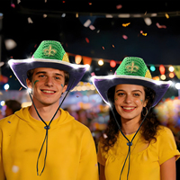 Cappello da Cowboy Luminoso con Paillettes Viola, Verde e Oro per Costume di Carnevale Mardi Gras