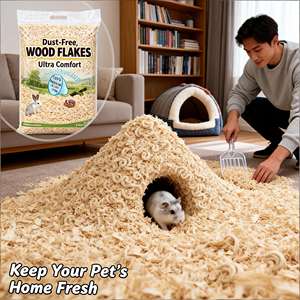 Escamas de Madera de Pino 100% Natural Ecológicas de Dongnai PETS Factory, Libres de Polvo, con Control de Olores Extra, Alta Absorbencia, 1 kg, Forma de Tira - Product Image 1