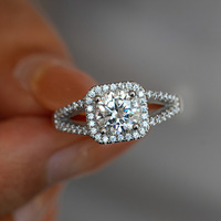 Usine En Gros S925 Bague En Argent Sterling Moissanite Bague Proposer Fille 1 Carat Diamant Moissanite Bague pour Femmes