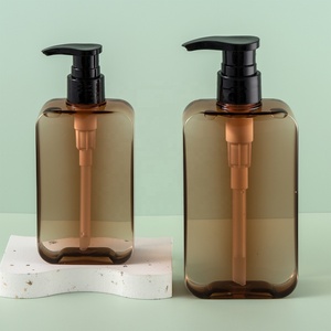 Bouteille de lotion personnalisée carrée de 300 ml en PET avec impression sérigraphique, avec bouteille de voyage en plastique ambré D-052 - Product Image 6