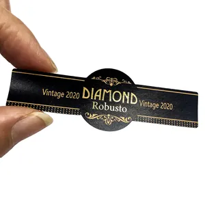 High Quality Custom Luxury Embossed Textured Cigar Label Bands Gold Hot Stamping Cigar Band Labels