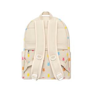 Summer Rabbit <b>Backpack</b> All Over Multi Color Print Smooth PU <b>Leather</b> Tall Bag With Detachable Plush Rabbit Head Charm - Product Image 4