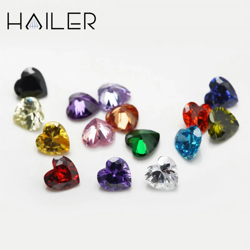 Hailer Jewelry Wholesale 10 piece 1 bag5A CZ heart shape 3x3mm~11x11mm loose stones cubic zirconia gemstone