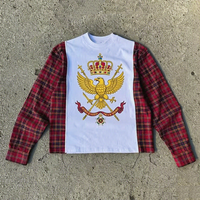 Chemise en flanelle épaisse à manches longues, patchwork color block personnalisé, 100% coton, impression DTG, motif écossais vintage, séchage rapide