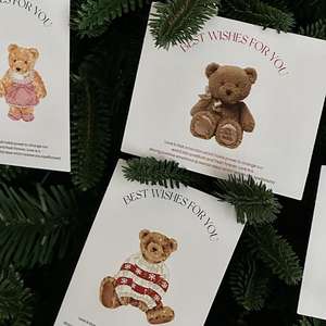 小熊家庭卡卡通挂卡花卉装饰材料花店花卉艺术留言卡 - Product Image 5