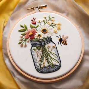 Wholesale XIXI European Embroidery DIY Vase Bee Series Cotton Polyester Material Pack Handmade Shape Cross-Border New Crafted - Product Image 2