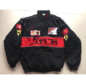 Veste d'hiver rétro <span class=keywords><strong>F1</strong></span> brodée de haute qualité, écologique, matelassée douce, style baseball/vélo, épaisse, chaude, avec poches pour motard - Product Image 2