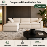 Komprimiertes Leinen-Modulsofa in L-Form mit Chaiselongue für Wohnzimmer, Apartment, Hotel, Großhandel, Direkt ab Werk