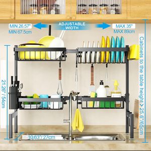 Estante organizador de cocina moderno de metal con drenaje, estantería de almacenamiento sobre el fregadero, estantes para especias, almacenamiento de cocina - Product Image 3