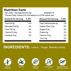 Thé au citron, gingembre et miel de fabrication artisanale pour la gorge irritée, le rhume et la <span class=keywords><strong>grippe</strong></span>, sans caféine, sans lactose, enrichi en vitamine B, carotène, citron, gingembre, limao, gengibre - Product Image 2