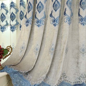 Ricamato <span class=keywords><strong>grigio</strong></span> <span class=keywords><strong>argento</strong></span> Jacquard Design europeo tenda soggiorno e camera da letto ombreggiatura finestra tenda ombreggiatura e trasparente - Product Image 4