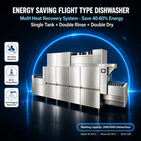Lave-vaisselle professionnel à faible consommation d'énergie, type aérothermique, récupération de chaleur, SUS304, double rinçage, double séchage, pour cuisine centrale et hôtel