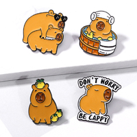 Lencana kreatif Kapibala Golden Retriever bekerja Pin Enamel kartun dinosaurus bros Lapel lencana Pin