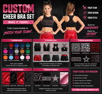 Conjunto de Top Deportivo para Animadoras, Personalizado en Negro y Rojo Metálico con Logotipo de Bloques de Diamantes de Imitación, Pantalones Cortos Racerback, Conjunto de Práctica para Animadoras