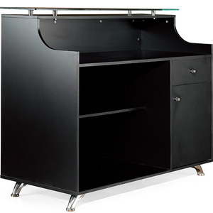 Comptoir de caisse Dongpin Beauty avec rangement, en bois et verre trempé, pour magasin ou réception. - Product Image 1