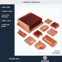 Pièces usinées CNC en cuivre sans oxygène C101 sur mesure pour service d'usinage, fournisseur OEM, ISO 9001, tolérance de 0,01 mm pour l'usinage