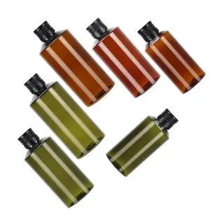 Bouteille de toner de peau en plastique, avec couvercle à vis, noir/vert/ambre, de 100 et 150ml, 10 pièces