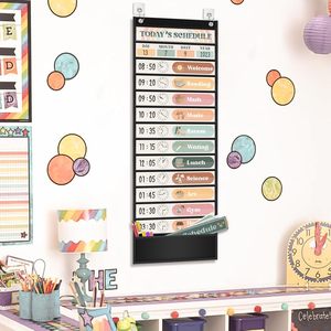 Tablero de Gestión del Tiempo Vertical de Tela para el Hogar y el Aula, con Horarios Diarios, para Preescolar hasta 6.º Grado, Negro - Product Image 6