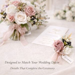 Set de 6 Boutonnieres de Boda con Flores Artificiales para Novia, Damas de Honor y Padrinos, Flor de Pecho, Flor de Muñeca, Venta al Por Mayor - Product Image 4