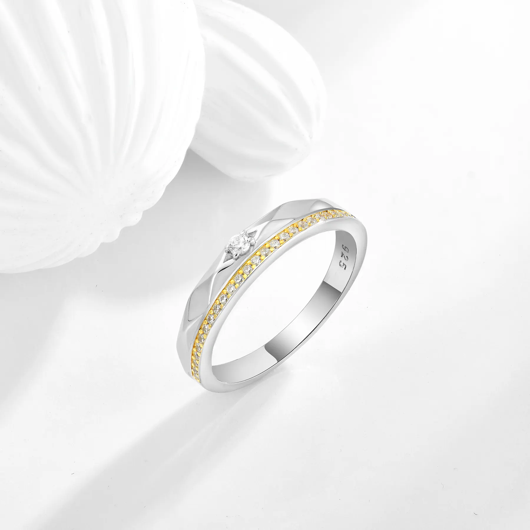 Anillos DE BODA románticos de estilo coreano de alta calidad, bonitos anillos de pareja de piedras de circón de doble capa de Plata de Ley 925