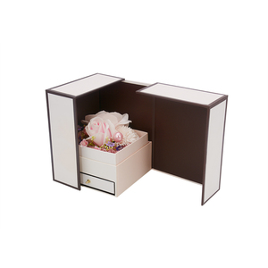 Scatola regalo rosa multifunzionale alla moda doppia <span class=keywords><strong>porta</strong></span> <span class=keywords><strong>con</strong></span> fiocco rosa e scatola per gioielli <span class=keywords><strong>con</strong></span> cassetto - Product Image 6
