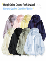 Veste de protection solaire unisexe UPF50+ personnalisée en gros, légère, respirante, coupe-vent d'extérieur, avec visière détachable en nylon teint en fil